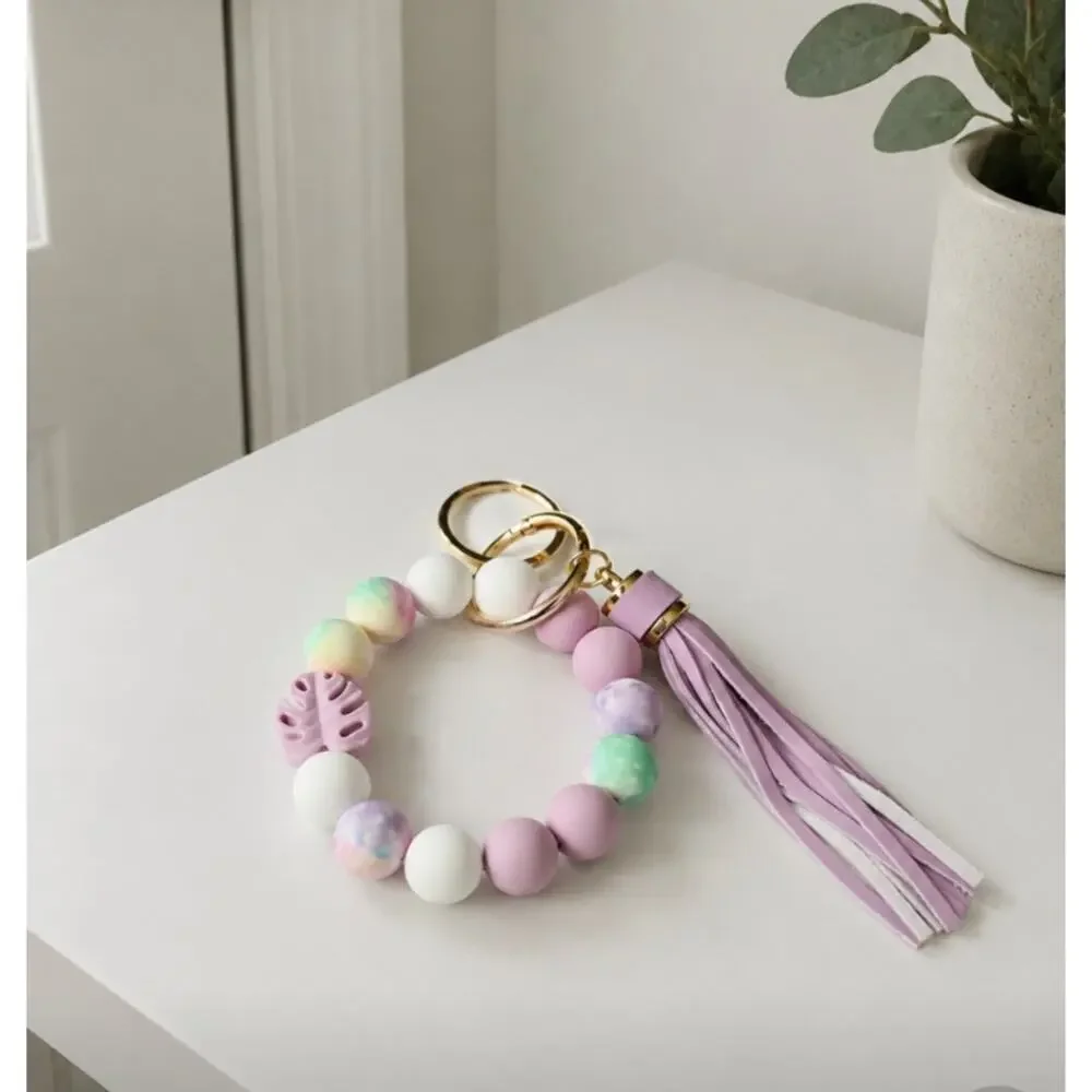 Silicone Pastel Beaded Wrist Bag Charm New